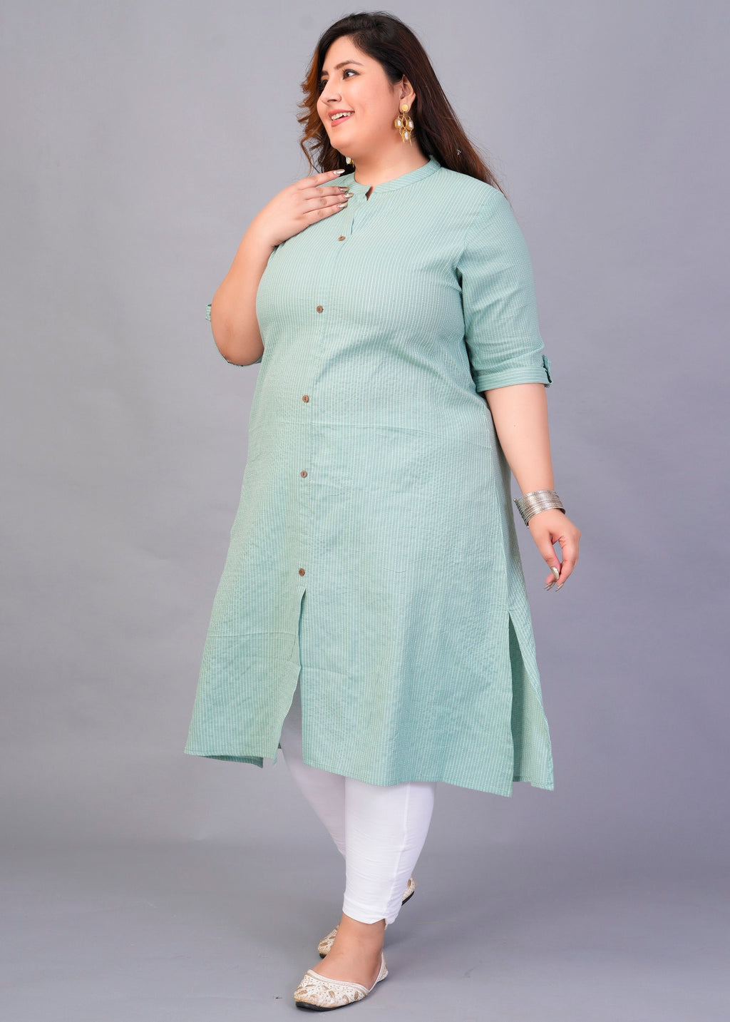 Mint Placket A-line kurti