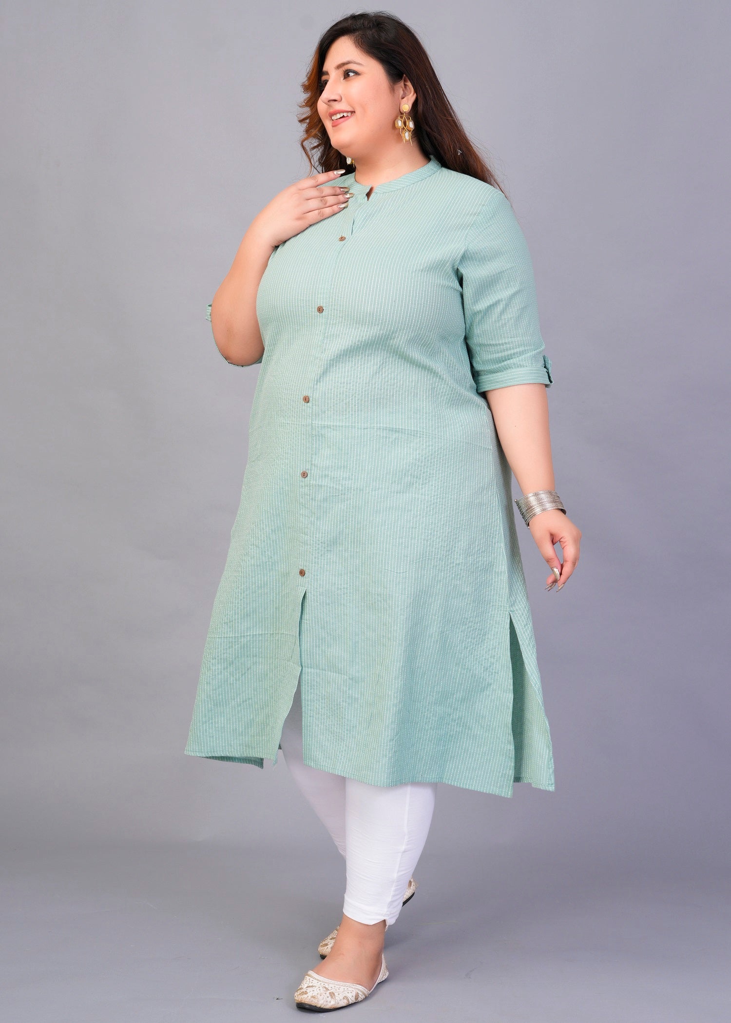 Mint Placket A-line kurti
