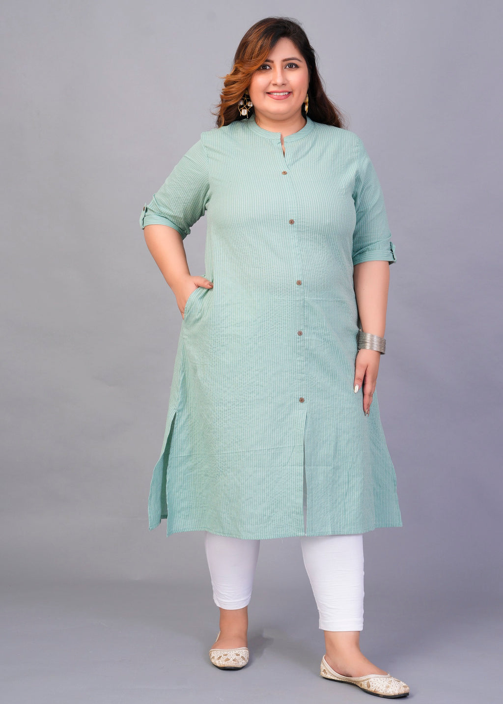 Mint Placket A-line kurti