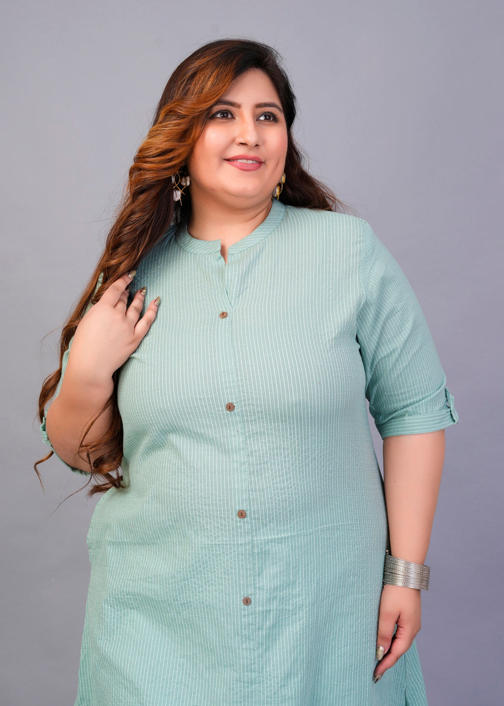 Mint Placket A-line kurti
