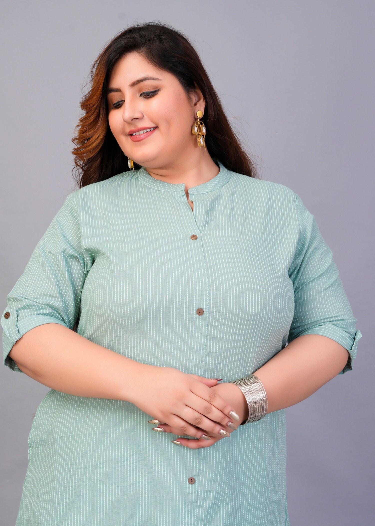 Mint Placket A-line kurti