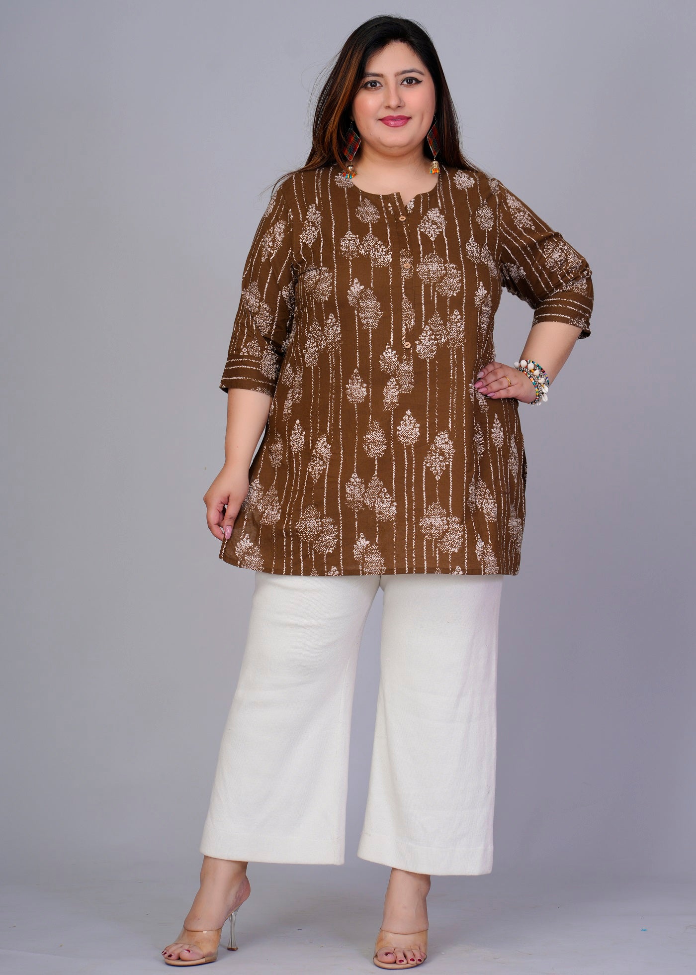 Copper Brown Tree Short Kurti