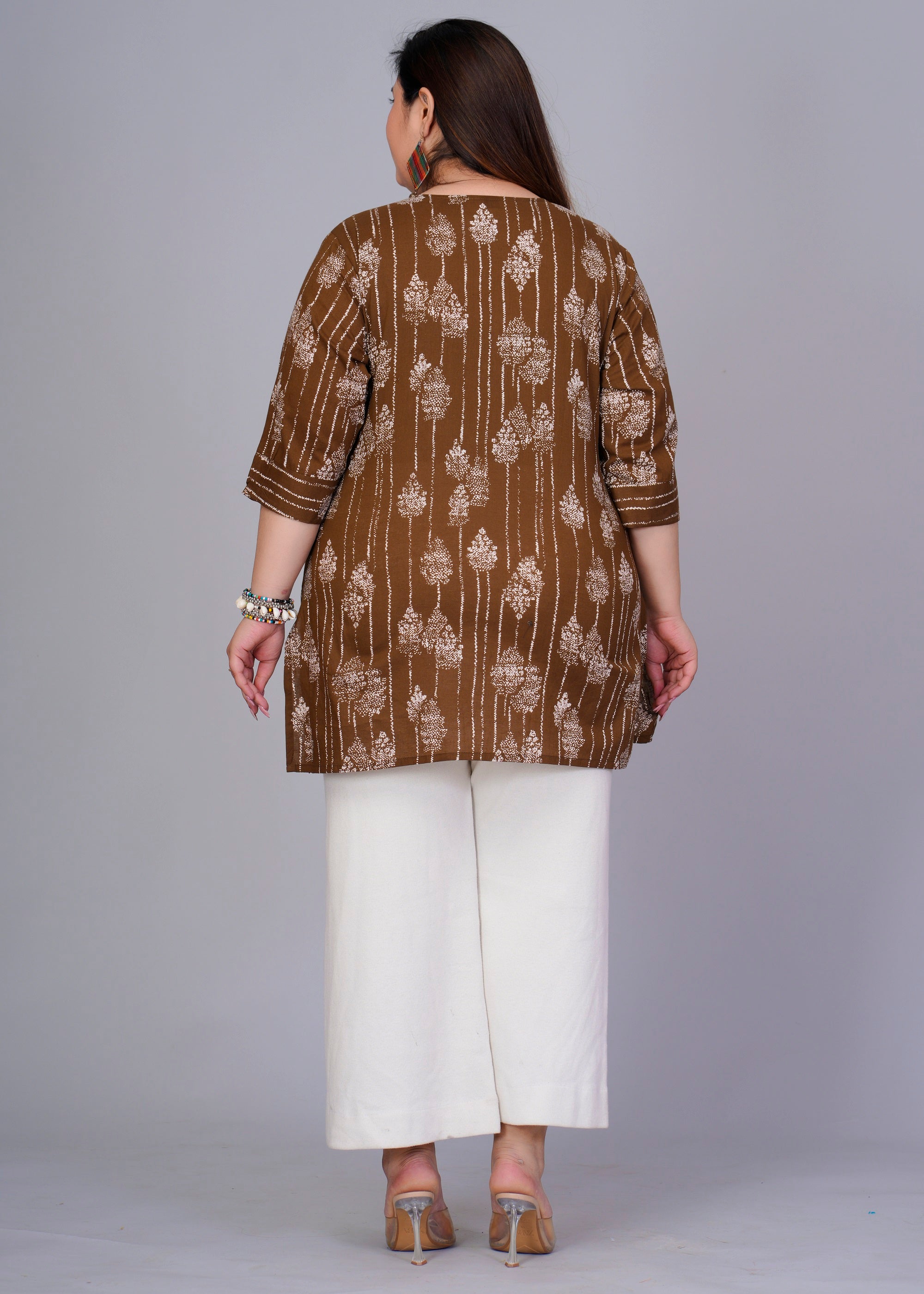 Copper Brown Tree Short Kurti
