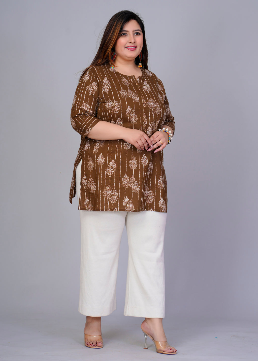 Copper Brown Tree Short Kurti