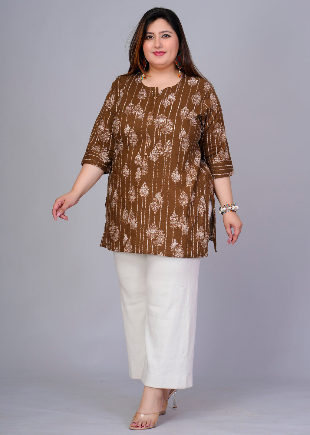 Copper Brown Tree Short Kurti