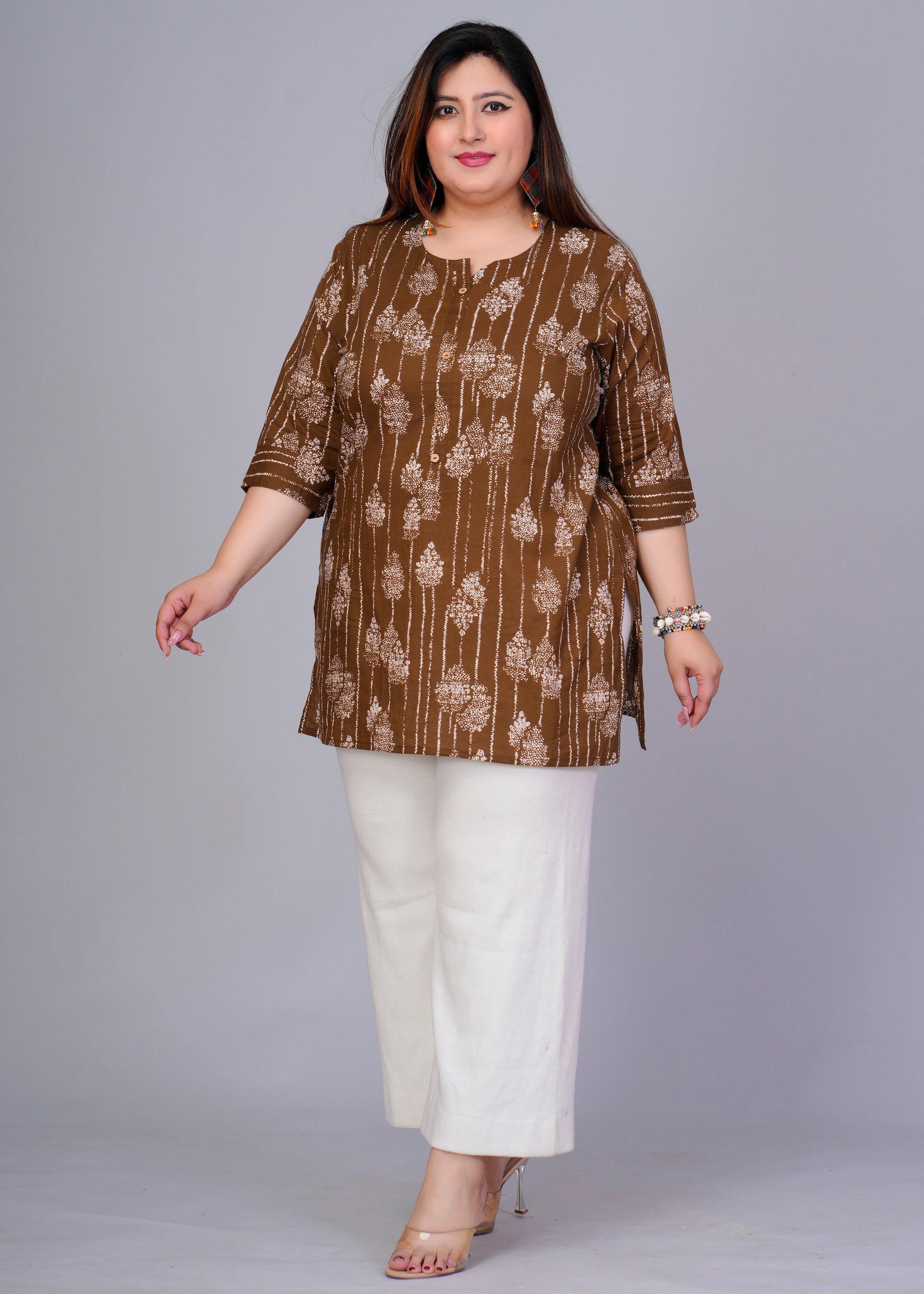 Copper Brown Tree Short Kurti