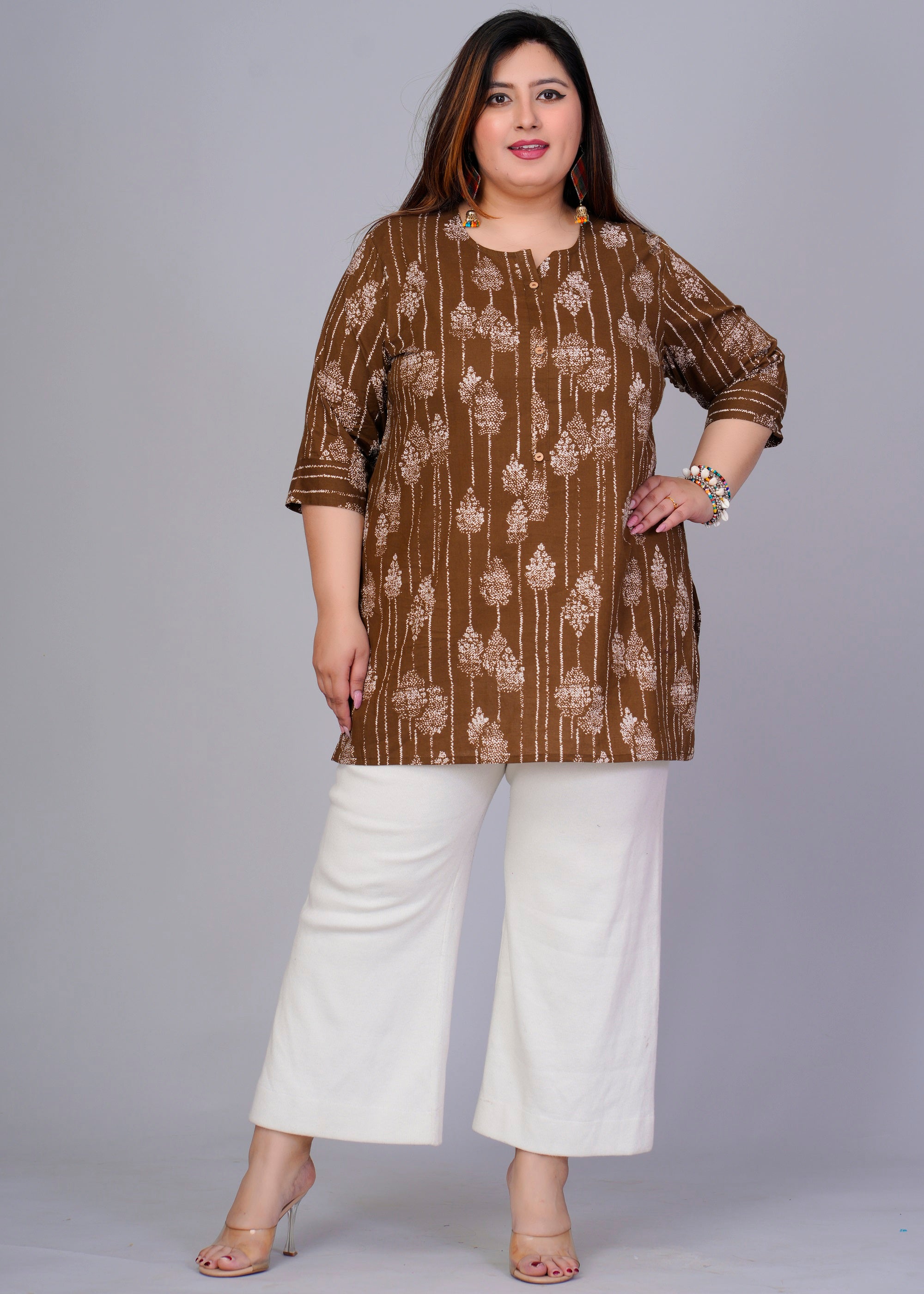 Copper Brown Tree Short Kurti