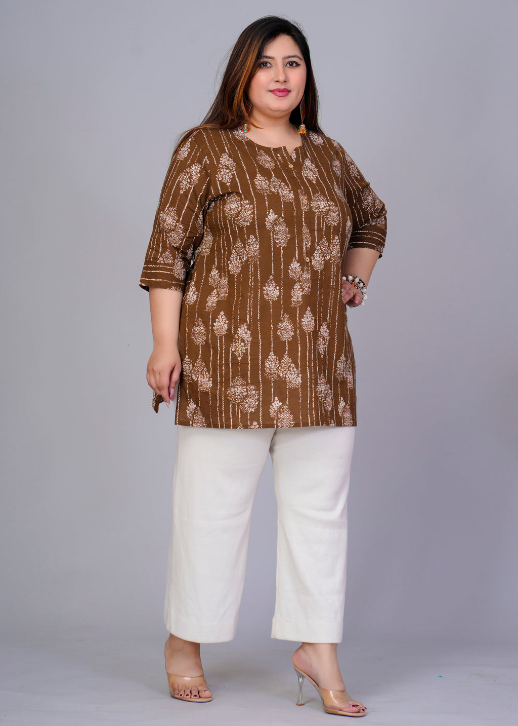 Copper Brown Tree Short Kurti