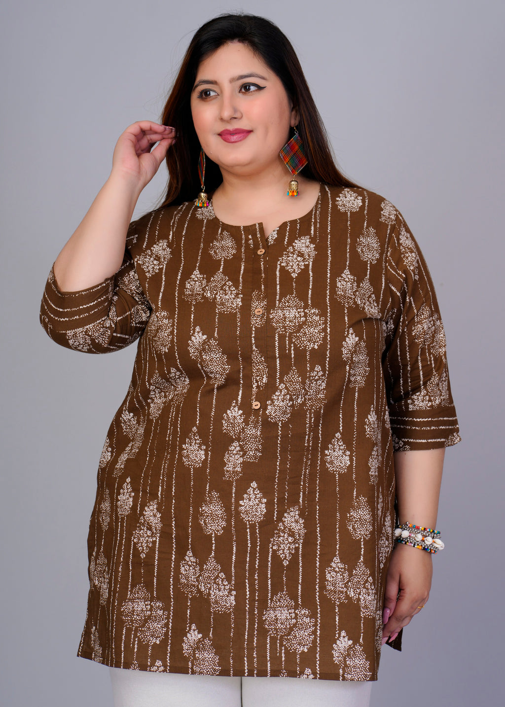 Copper Brown Tree Short Kurti