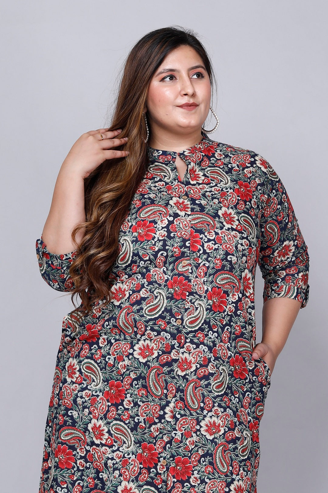 Vintage Bloom A-Line Kurti