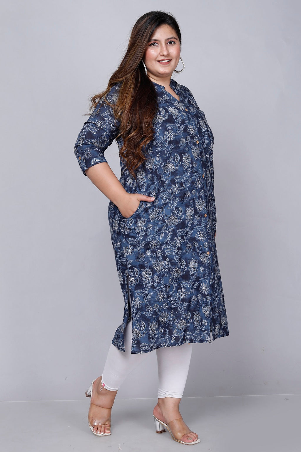 Indigo Bloom A-line Kurti