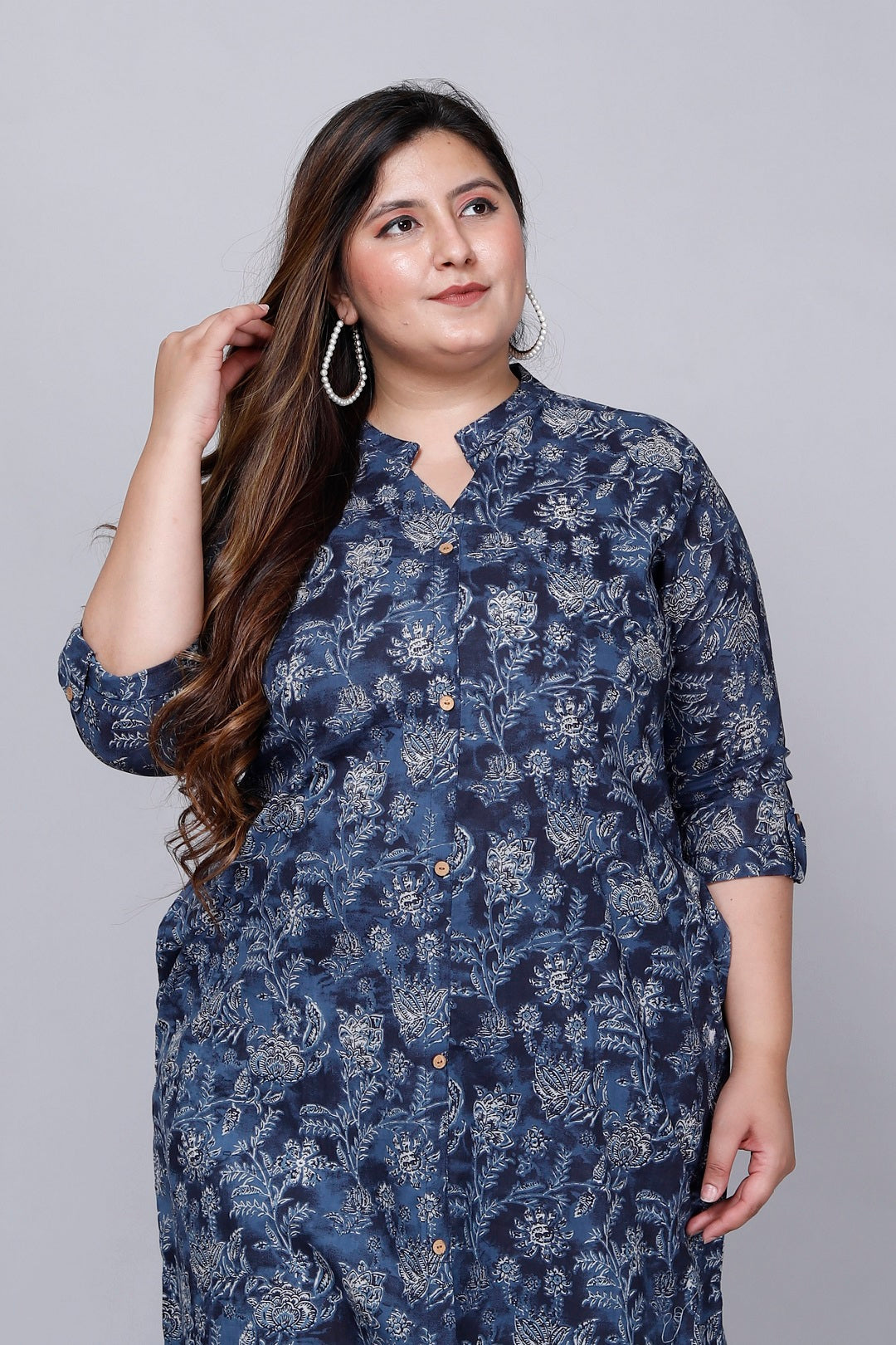 Indigo Bloom A-line Kurti