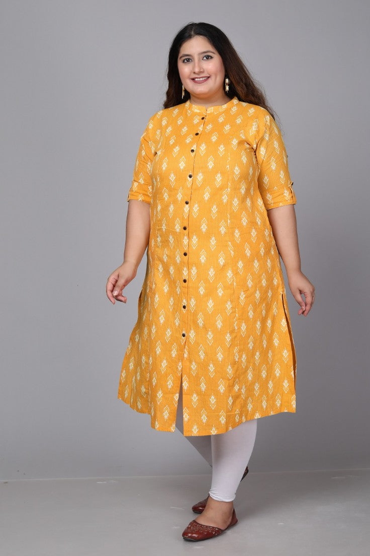 Mustard Diamond A-line Kurti