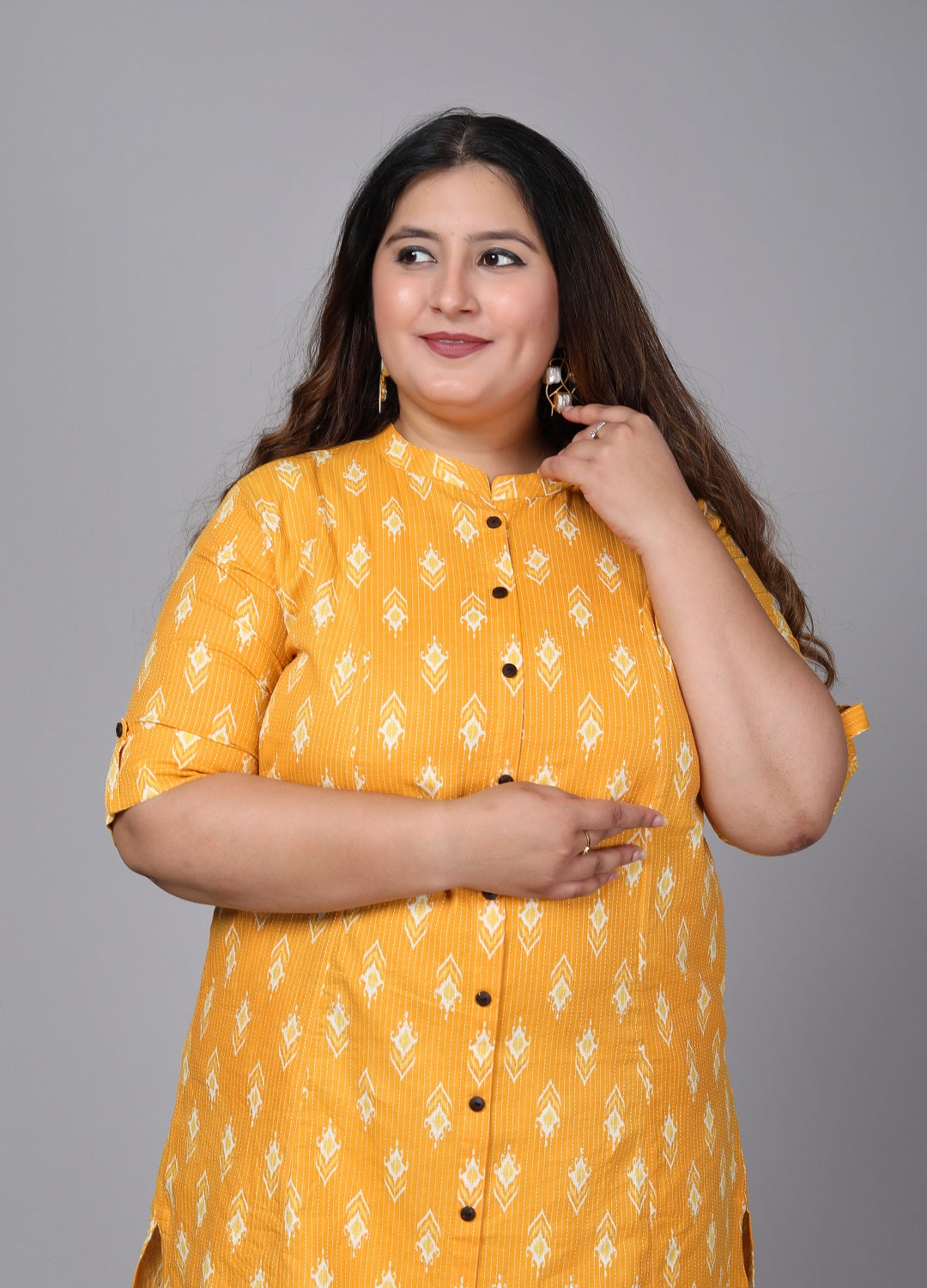 Mustard Diamond A-line Kurti