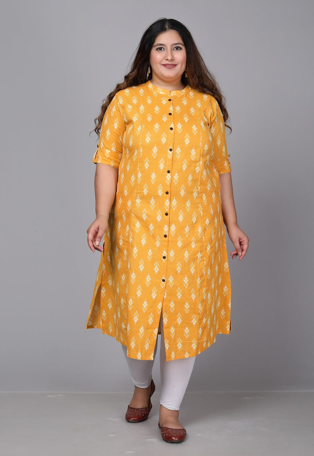 Mustard Diamond A-line Kurti