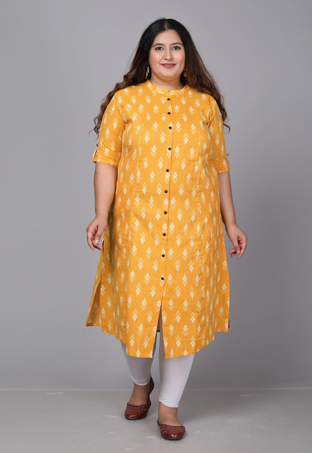 Mustard Diamond A-line Kurti