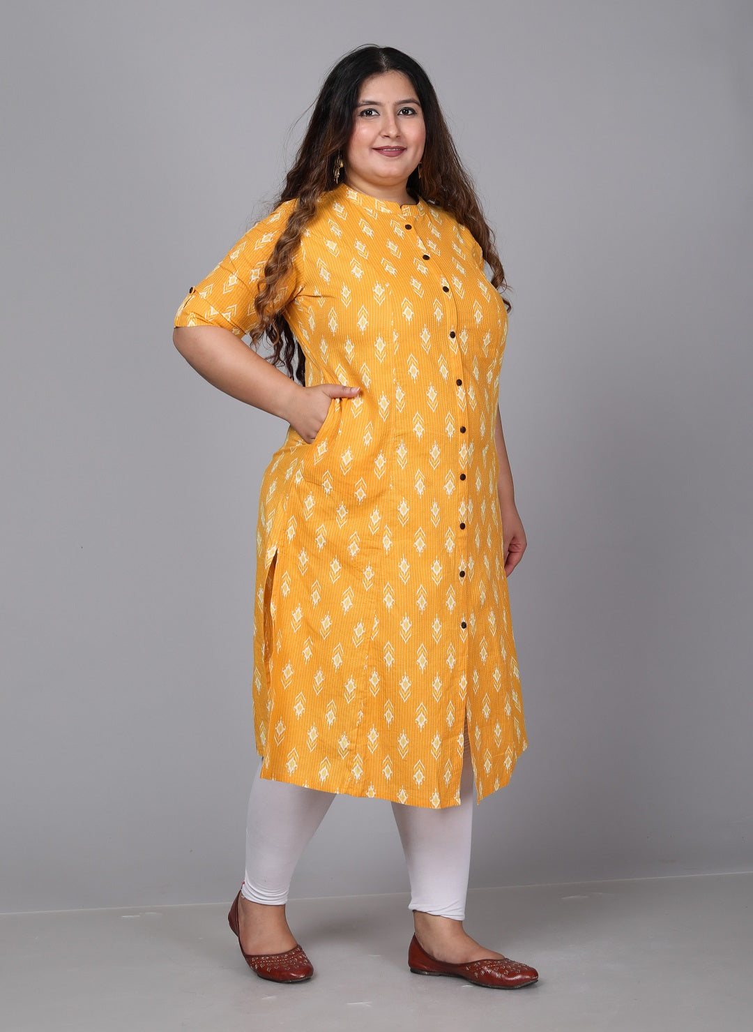 Mustard Diamond A-line Kurti