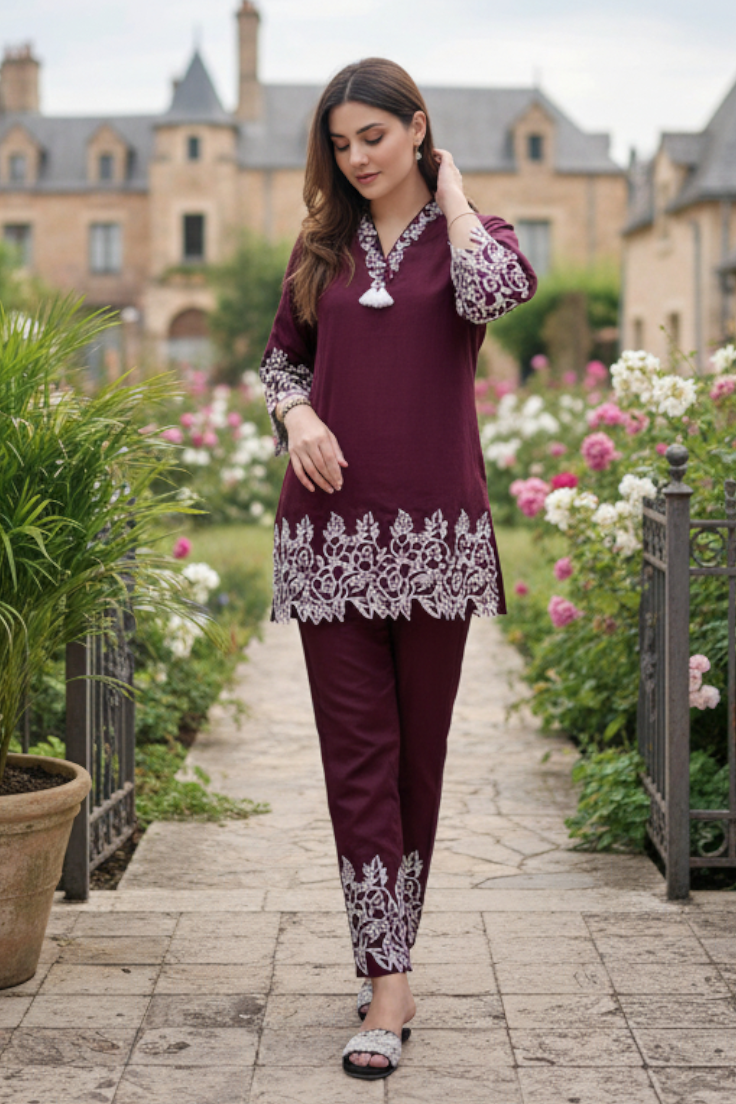 Lace-Edge Tunic Co-ord set