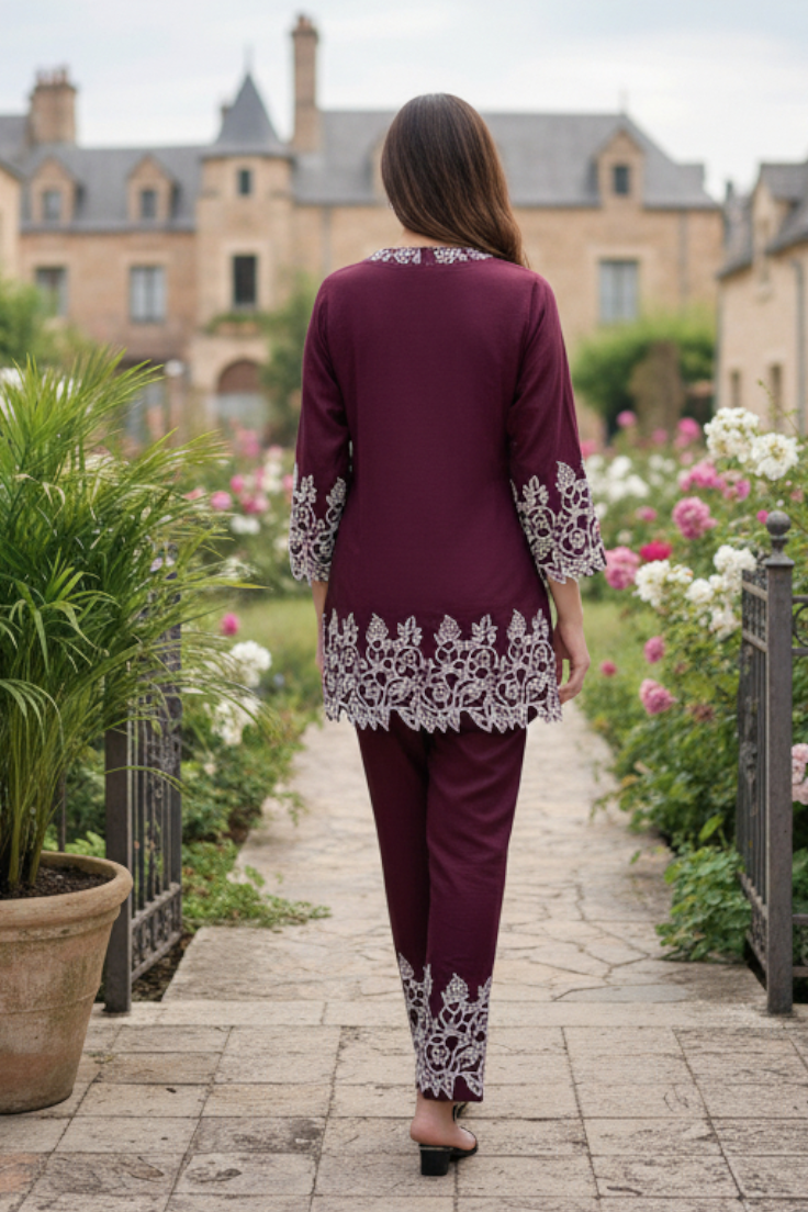 Lace-Edge Tunic Co-ord set