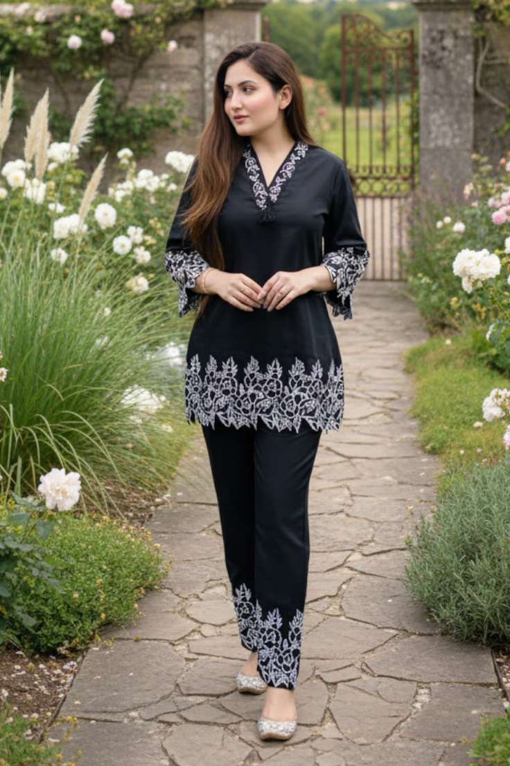 Lace-Edge Tunic Co-ord set