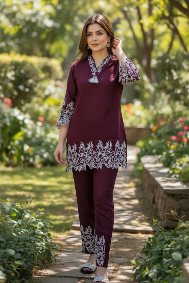 Lace-Edge Tunic Co-ord set