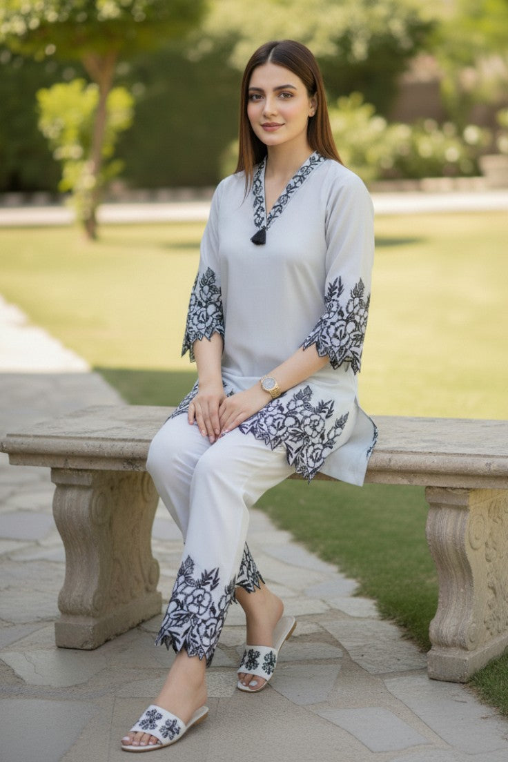 Lace-Edge Tunic Co-ord set