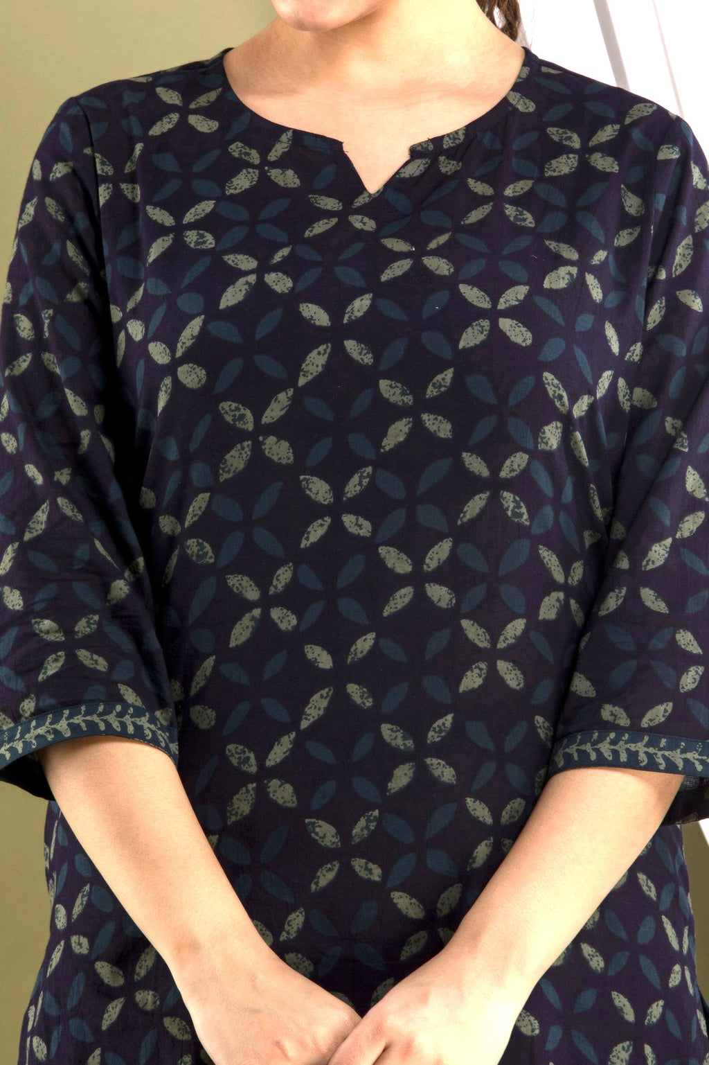 Indigo Geometric Print Pajama Set