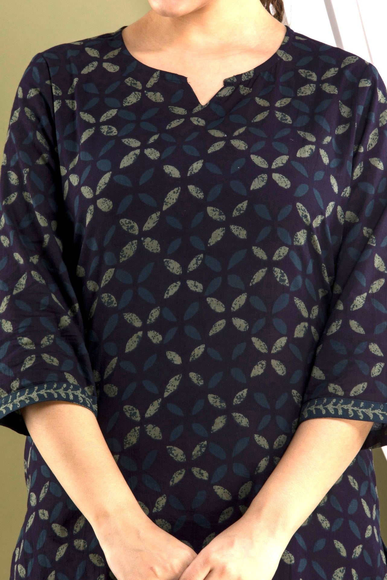 Indigo Geometric Print Pajama Set