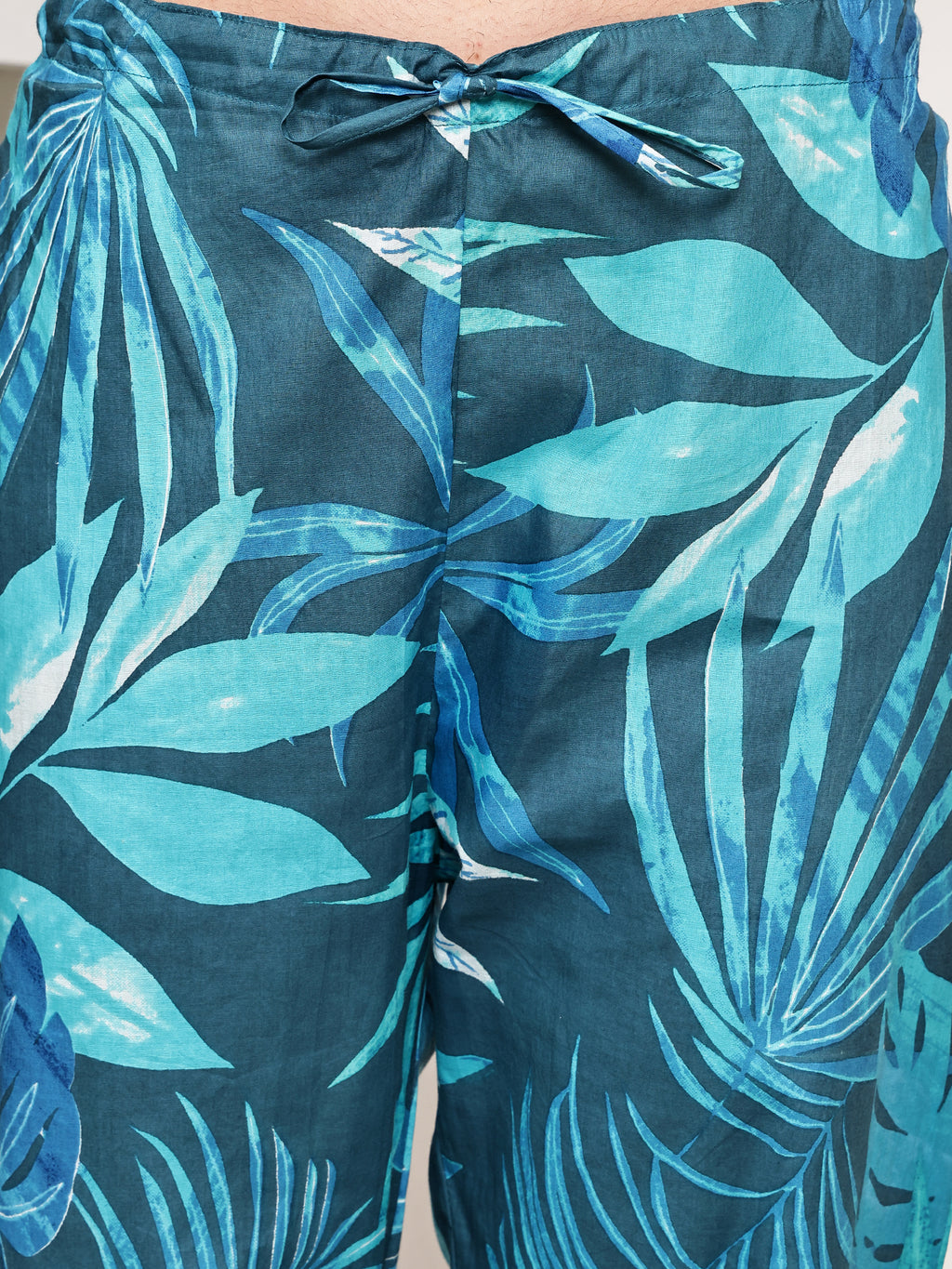 Teal Tropical Leaf Co-ord Set