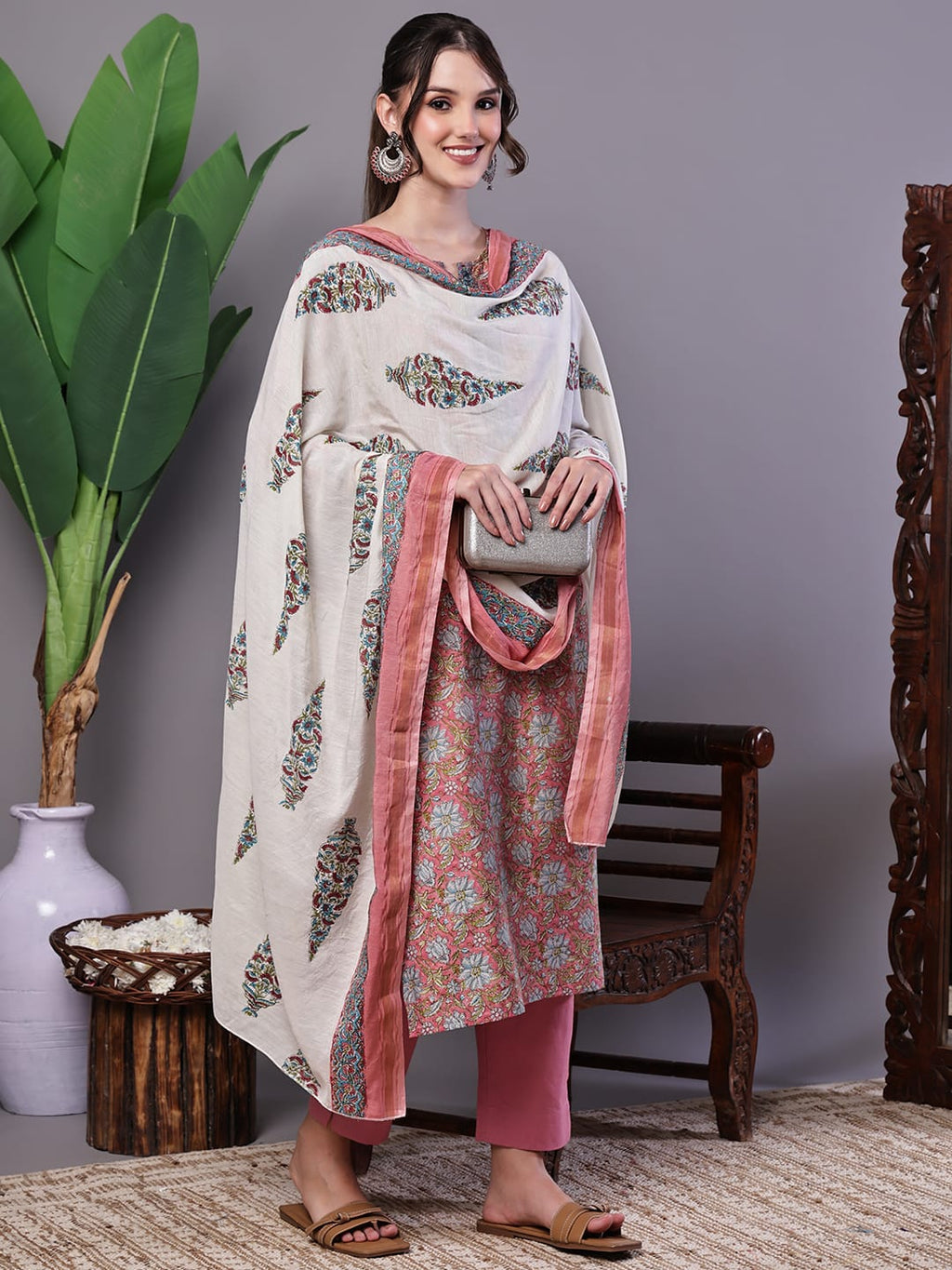 Mauve Petal Dupatta Set