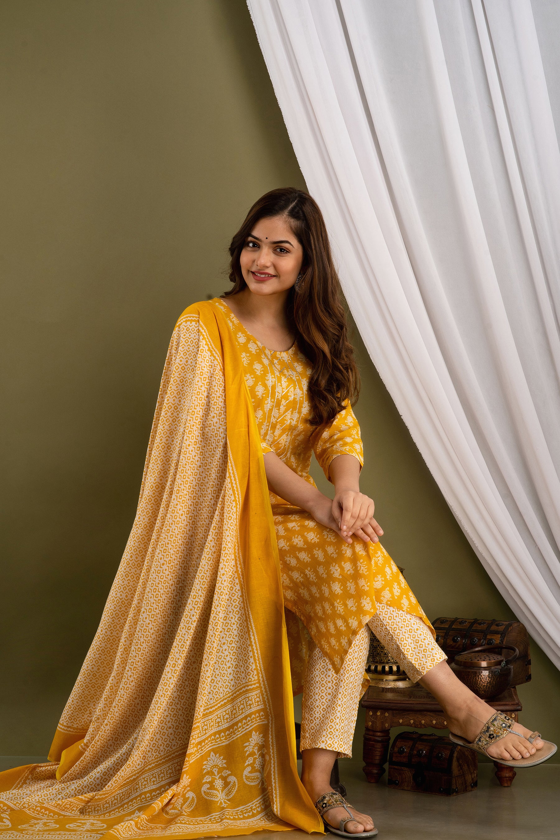 Haldi Hues Dupatta Set