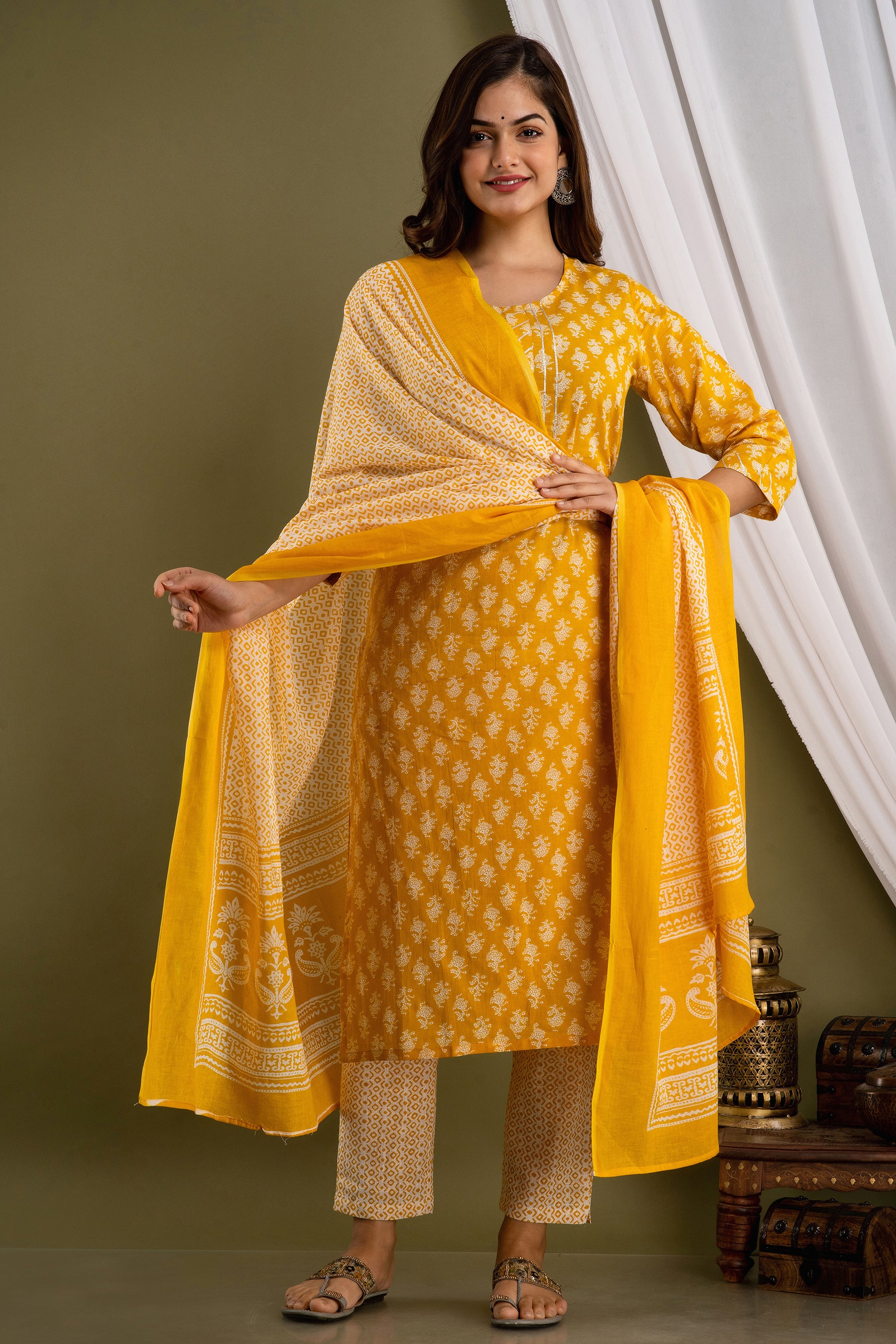 Haldi Hues Dupatta Set