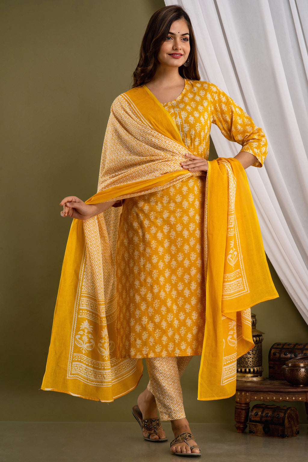 Haldi Hues Dupatta Set