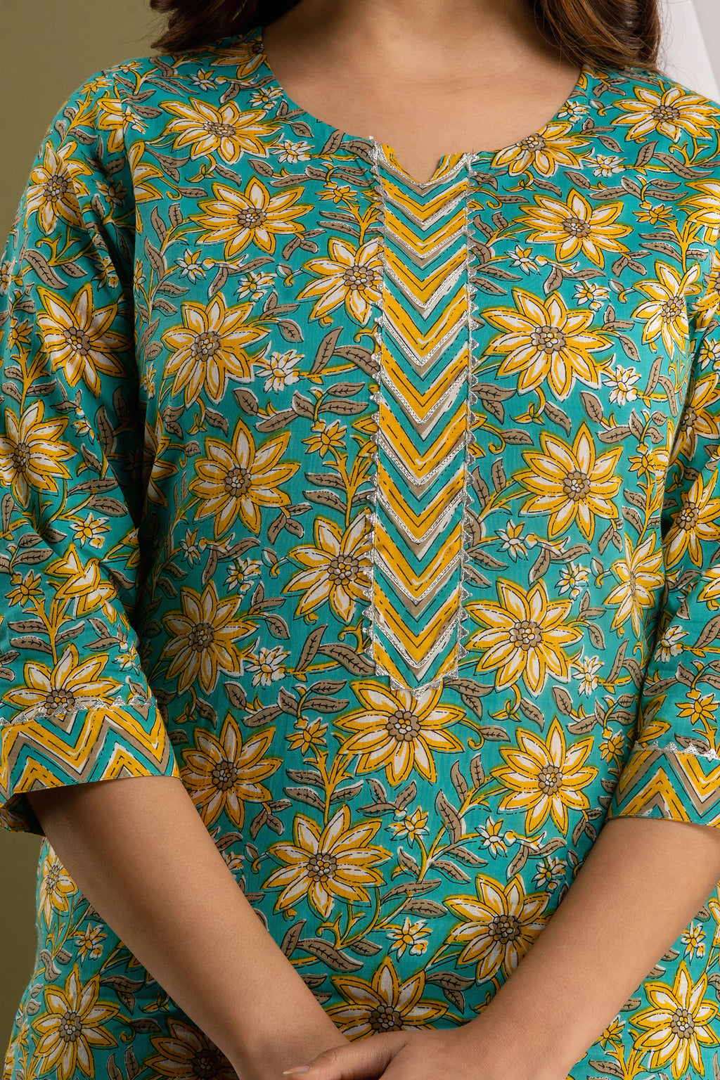 Turquoise Bloom Dupatta Set