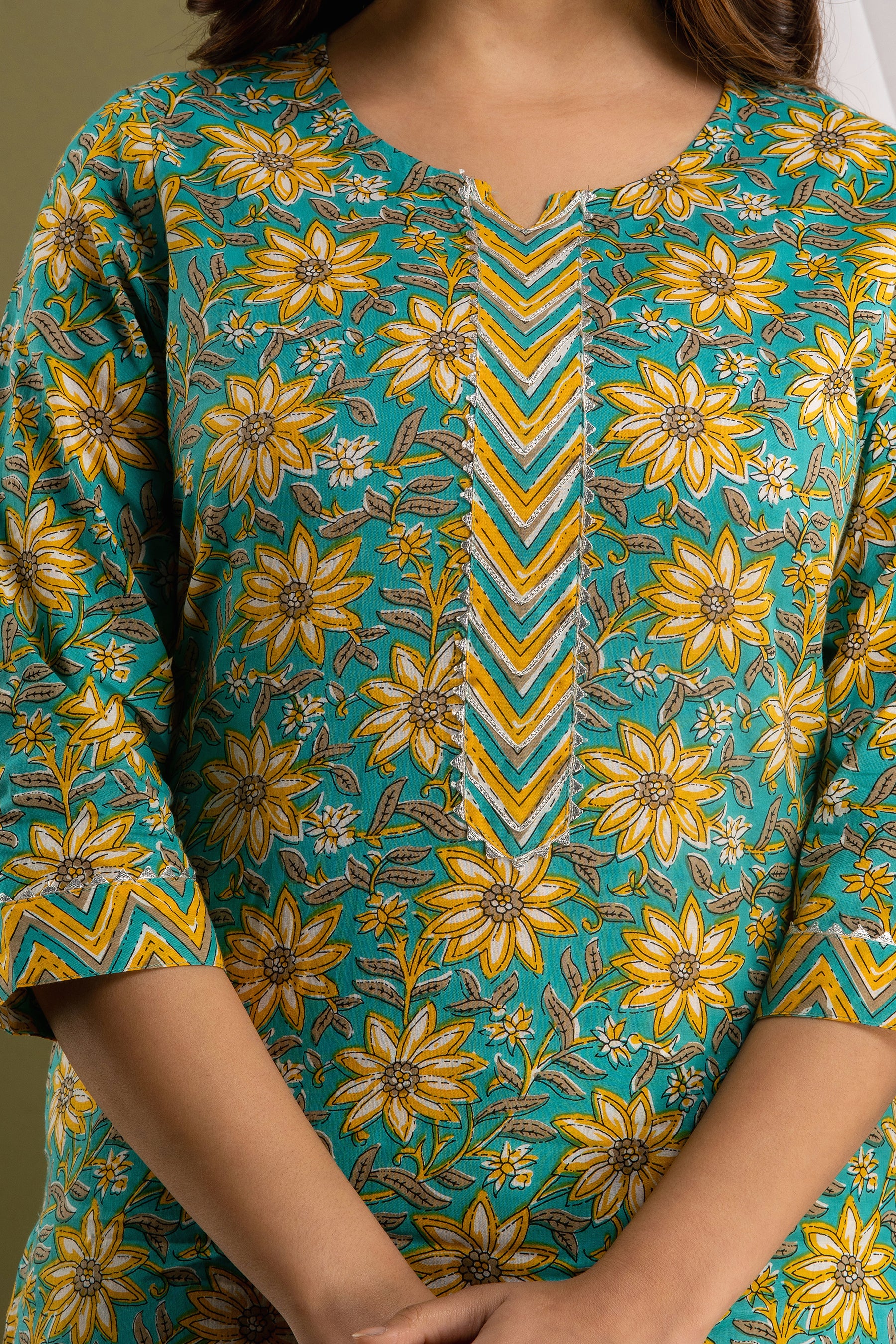 Turquoise Bloom Dupatta Set