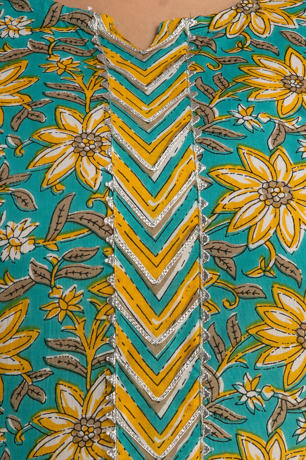 Turquoise Bloom Dupatta Set