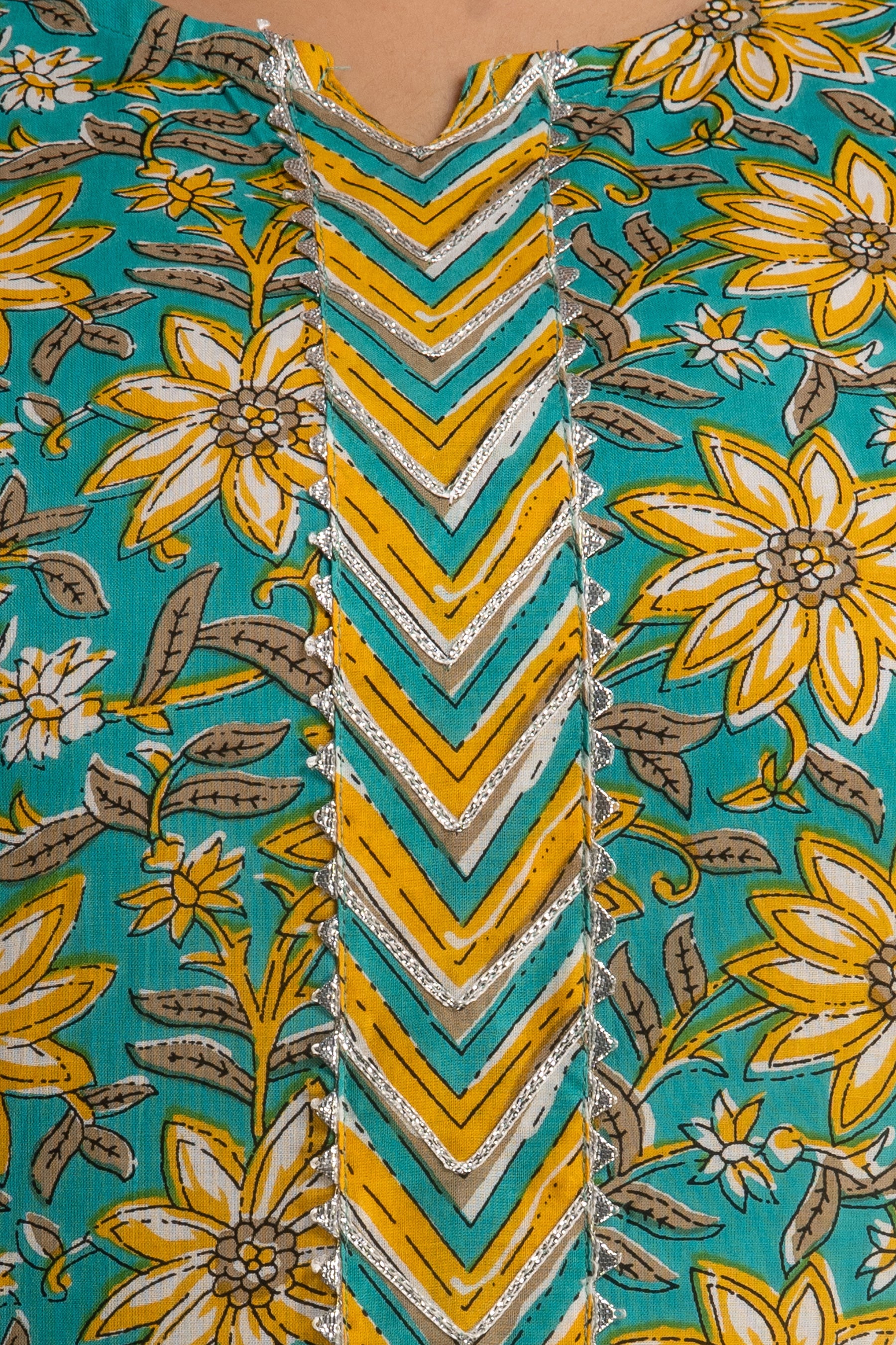 Turquoise Bloom Dupatta Set