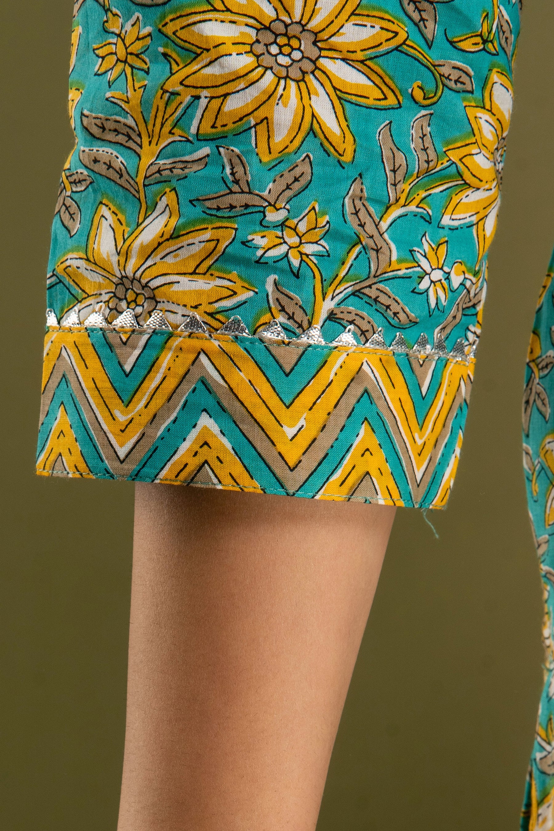 Turquoise Bloom Dupatta Set