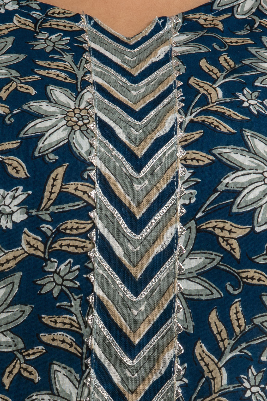 Indigo Chevron Dupatta Set