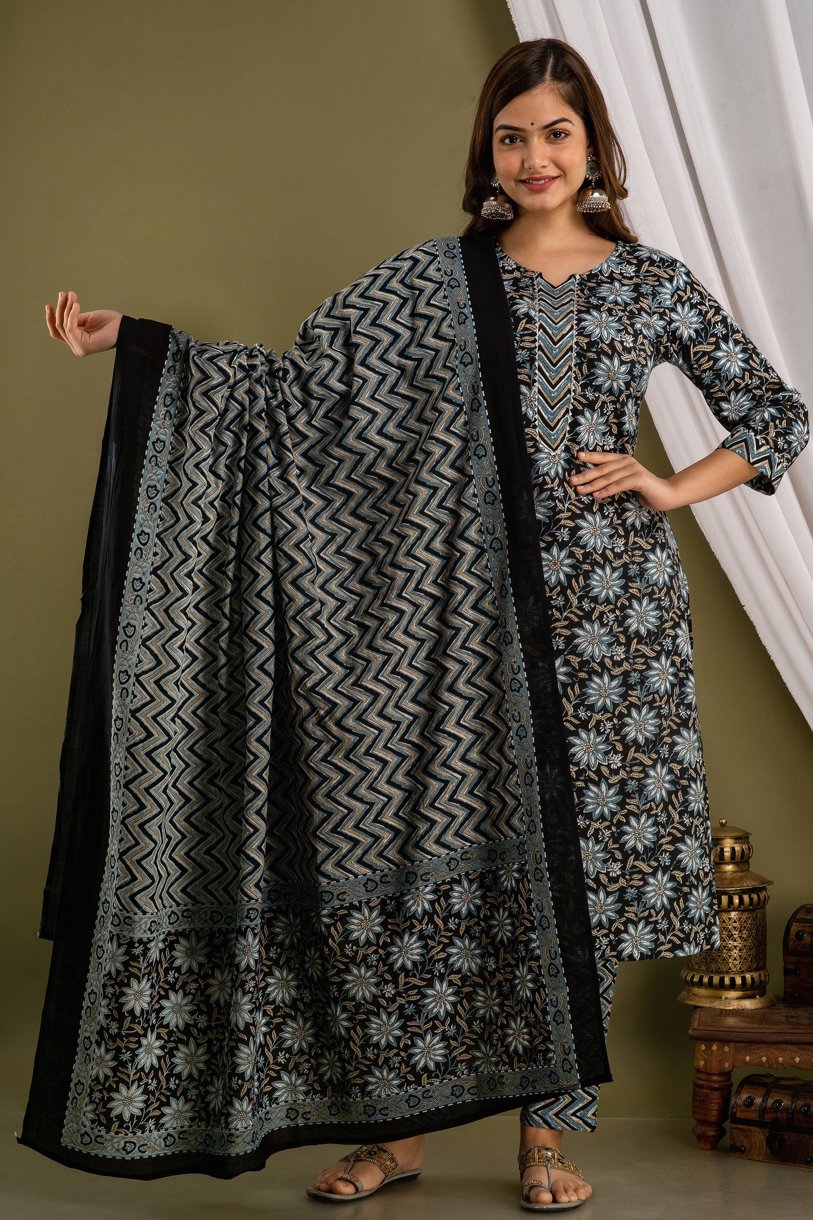 Black Ice Dupatta Set