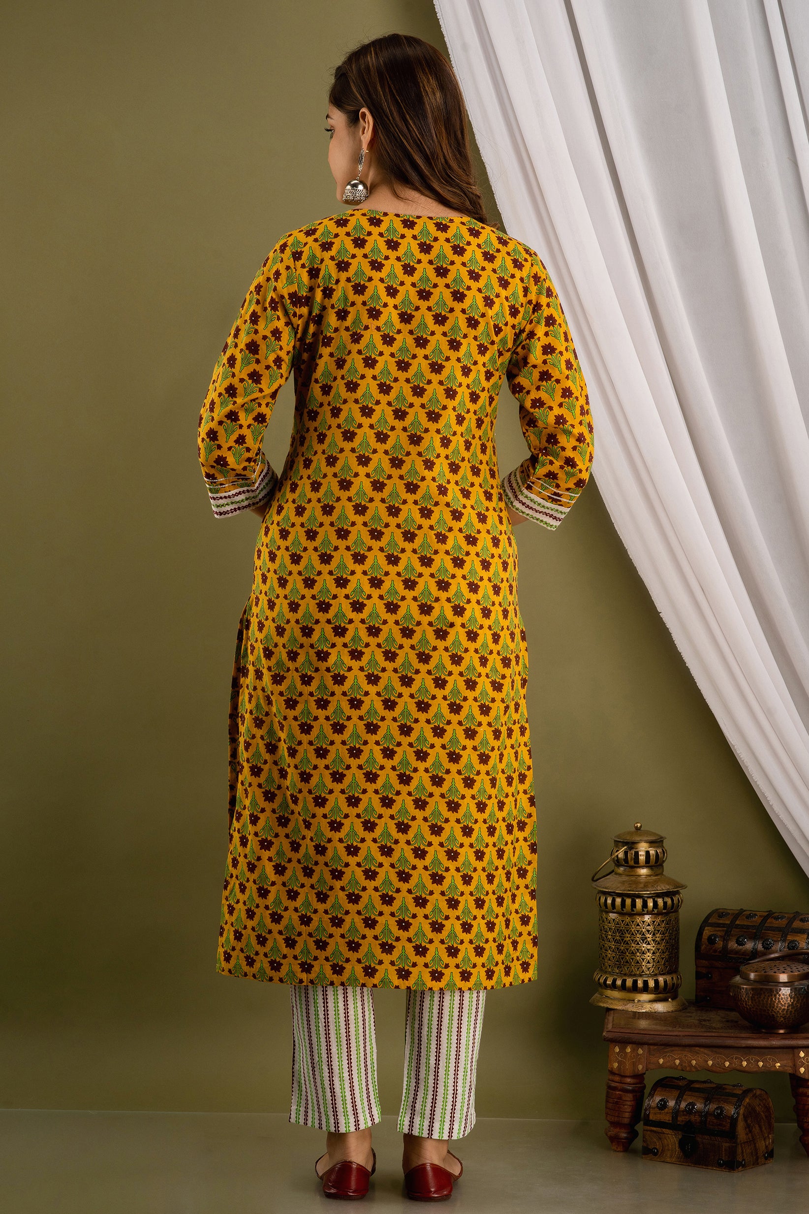 Marigold Print Dupatta Set