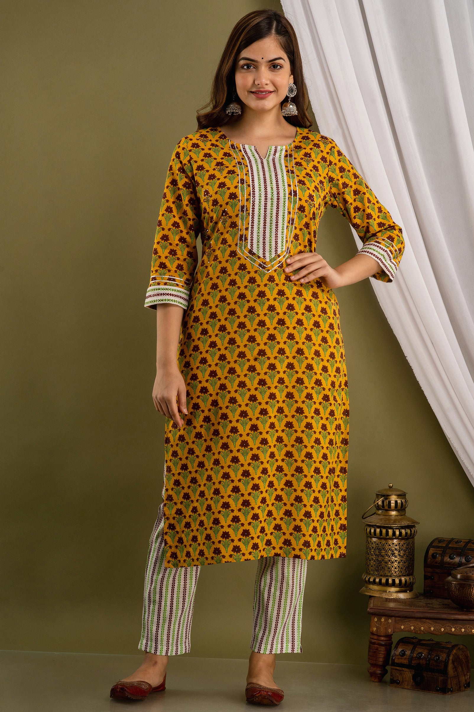 Marigold Print Dupatta Set