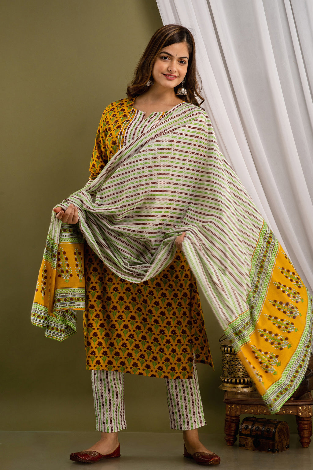 Marigold Print Dupatta Set