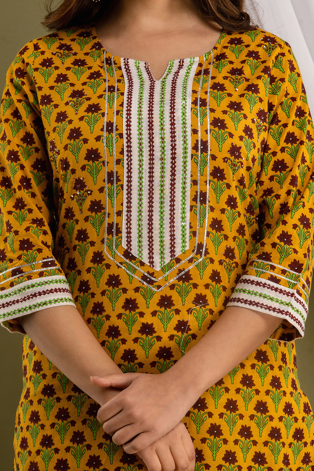 Marigold Print Dupatta Set