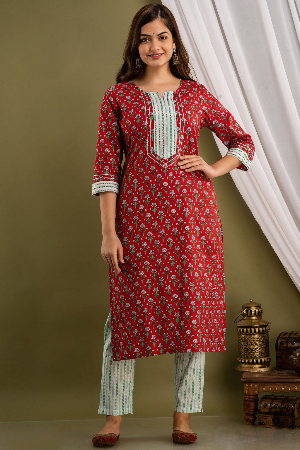 Ruby Bloom Dupatta Set