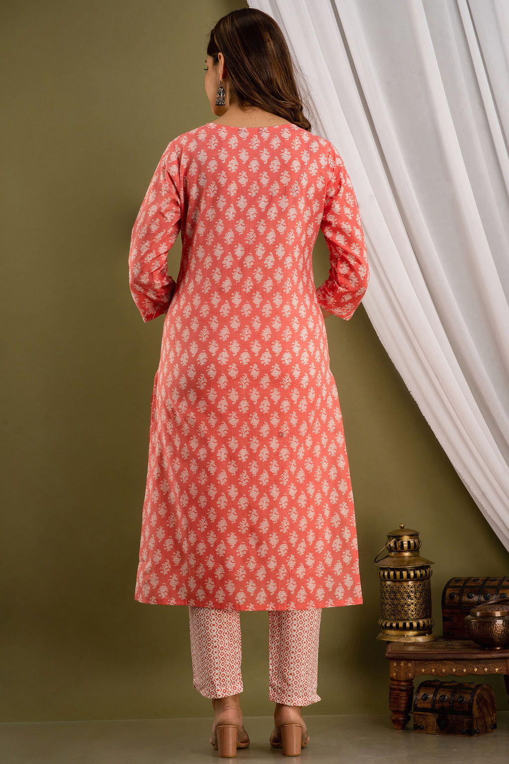 Peach Blossom Dupatta Set