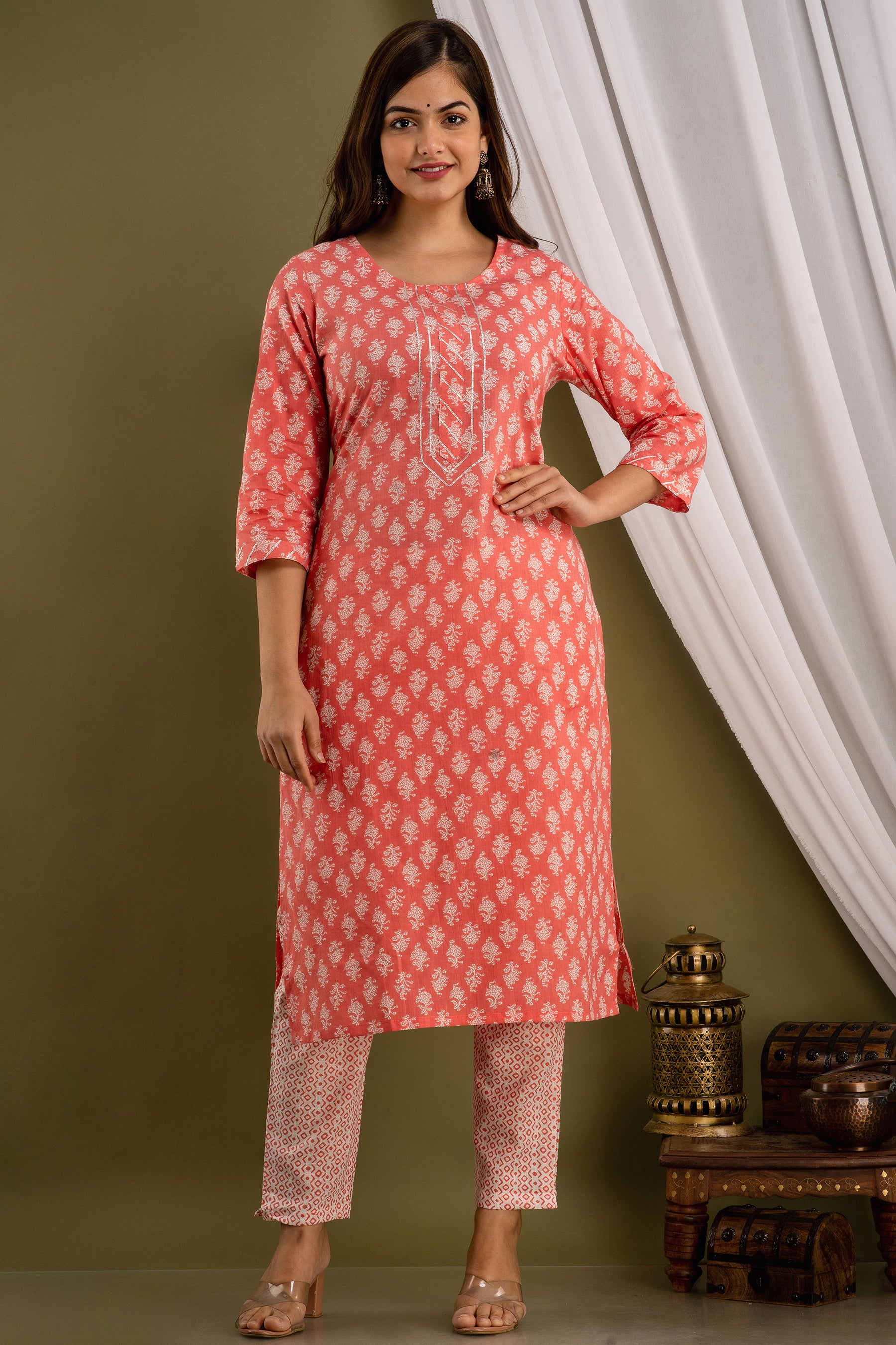 Peach Blossom Dupatta Set