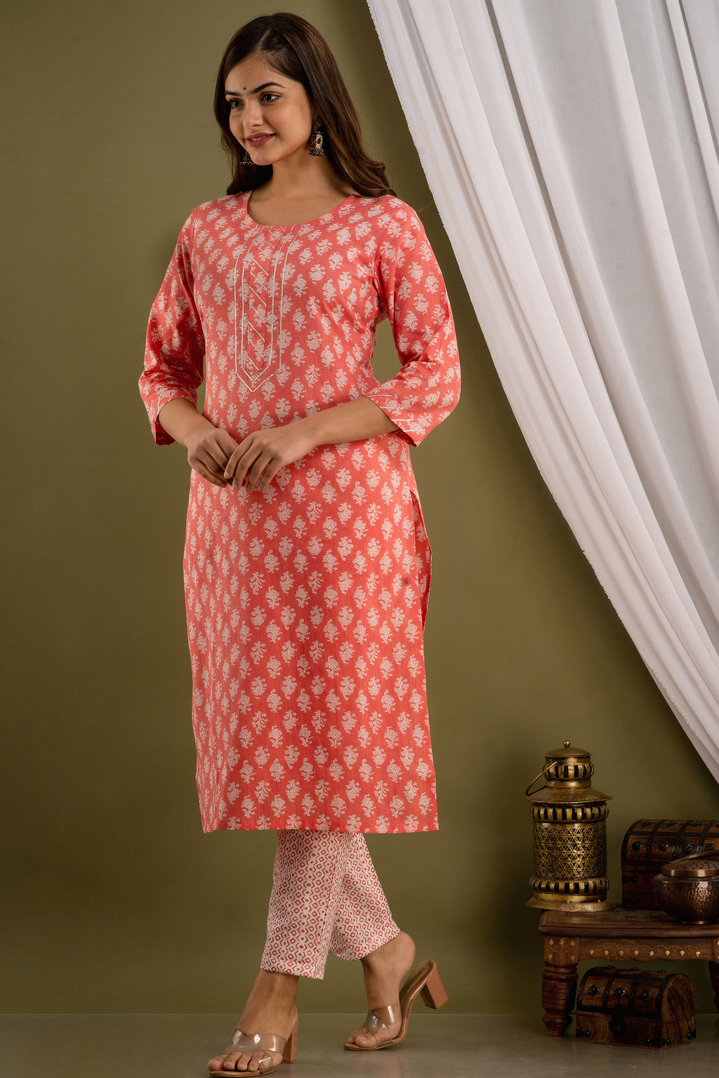 Peach Blossom Dupatta Set