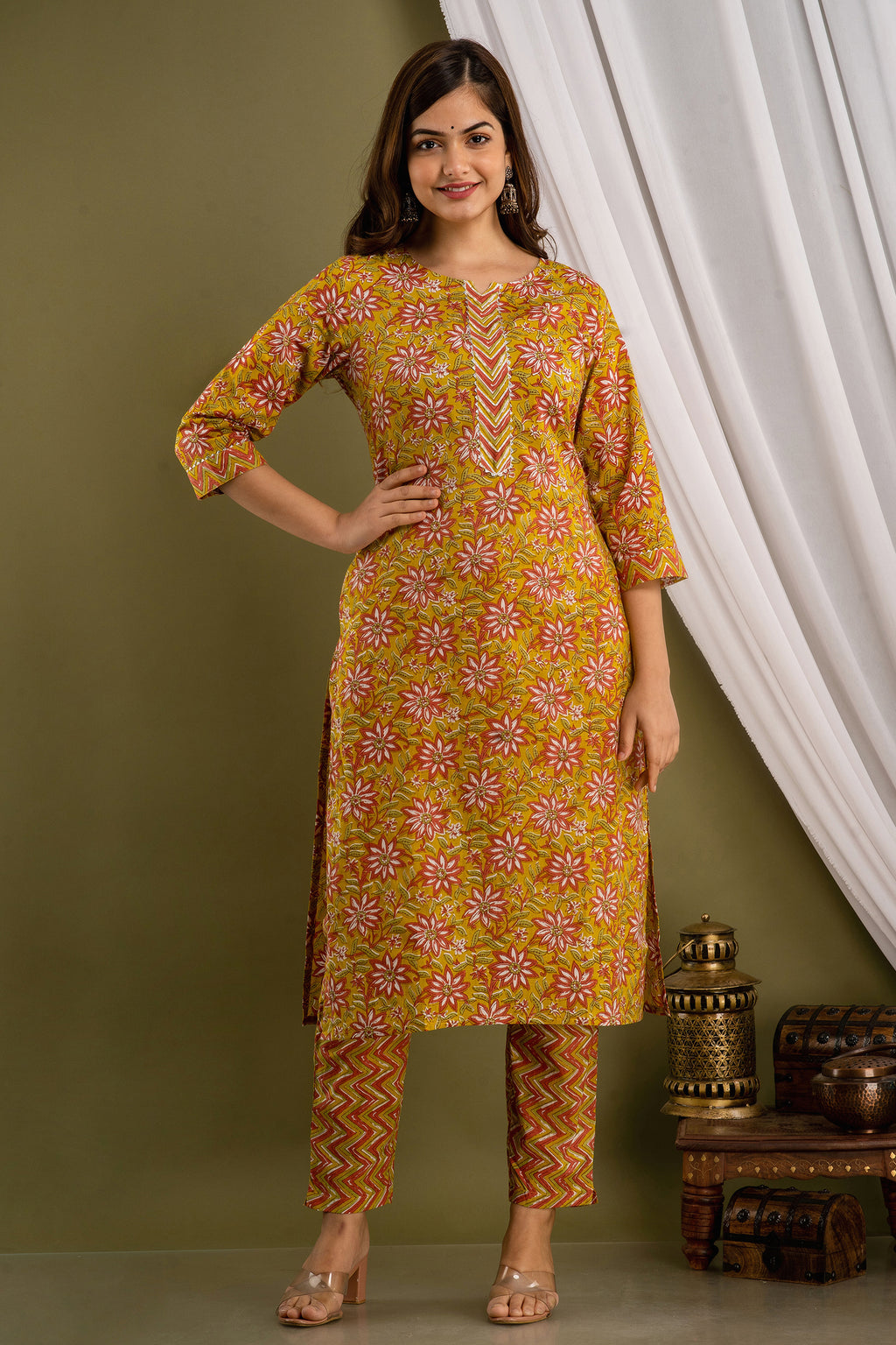 Saffron Rust Dupatta Set