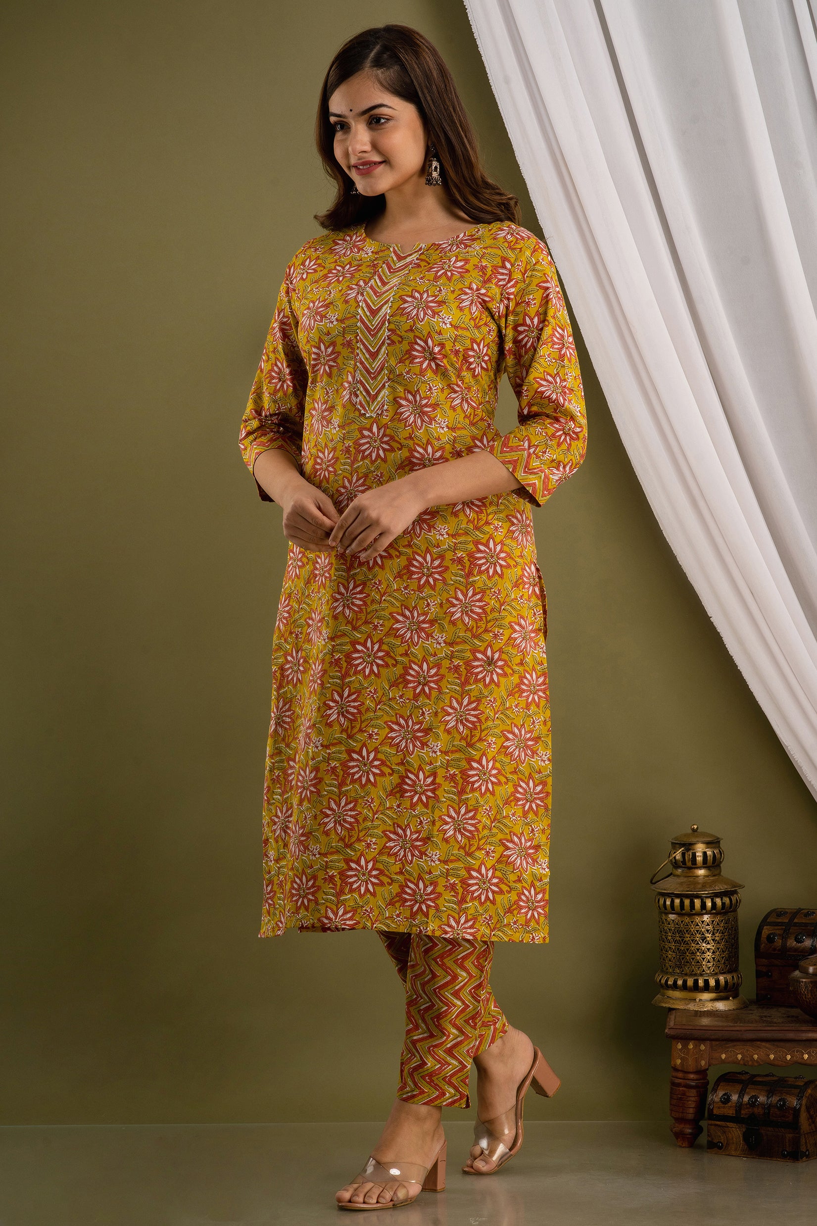 Saffron Rust Dupatta Set